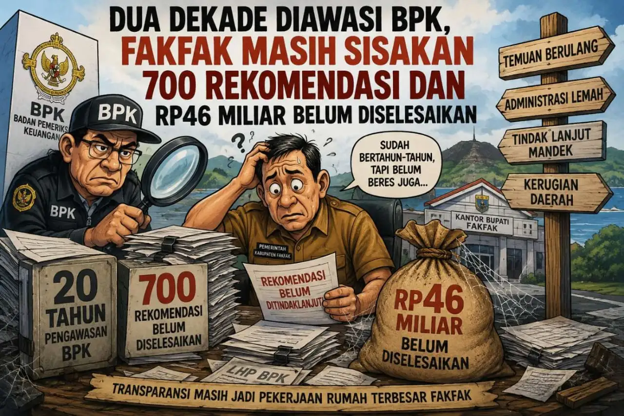 Dua Dekade Diawasi BPK, Fakfak Masih Sisakan 700 Rekomendasi dan Rp46 Miliar Belum Diselesaikan
